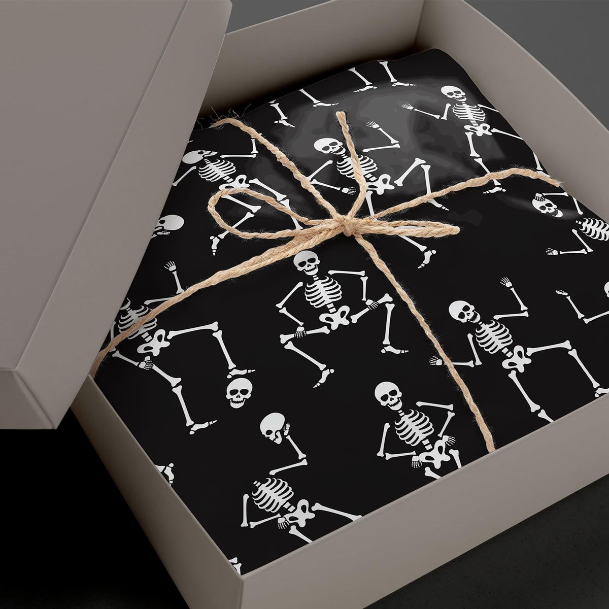 Whaline 100 Sheets Halloween Tissue Paper Dancing Skeleton Gift Wrapping Paper Black White DIY Art Craft Paper for Halloween Birthday Holiday Party Supplies, 13.7 x 19.6 Inch