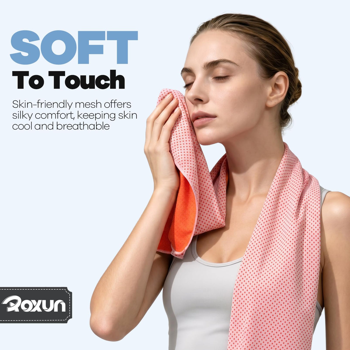 ROXUN 4 Pack Cooling Towels, 40''x12'' Soft Breathable Chilly Neck Ice Towel for Workout Running Golf Gray+Dark Gray+Blue+Grayish Blue
