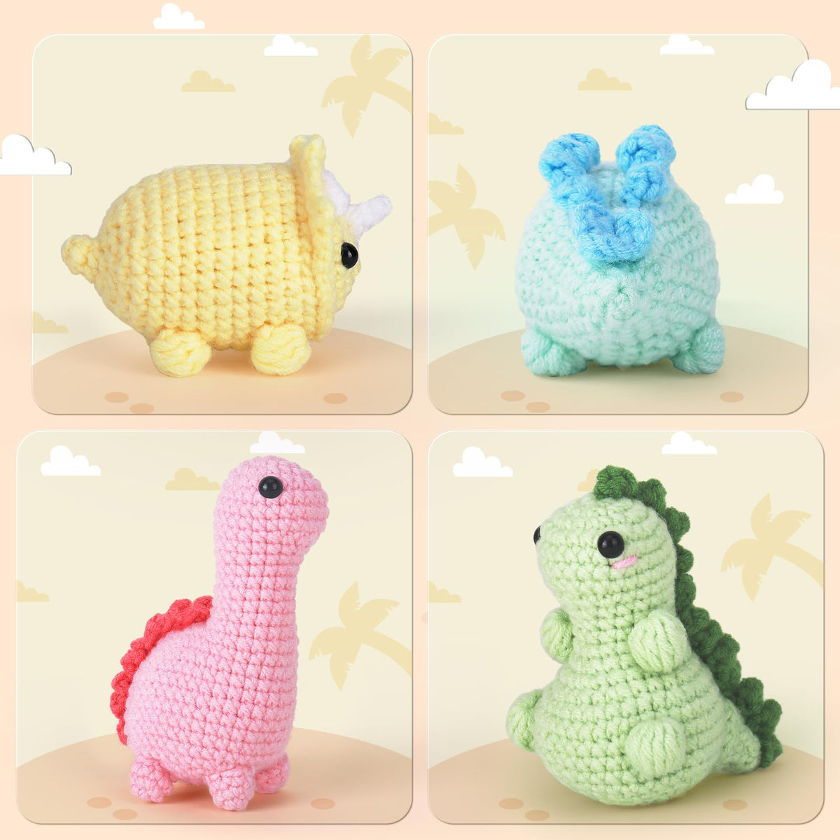Crochetta Crochet Kit for Beginners, Crochet Starter Kits for Adults, Amigurumi Craft Knitting Crocheting Kits with Step-by-Step Video Tutorials, 6 Pc Hanging Potted Plants Family(40%+ Yarn