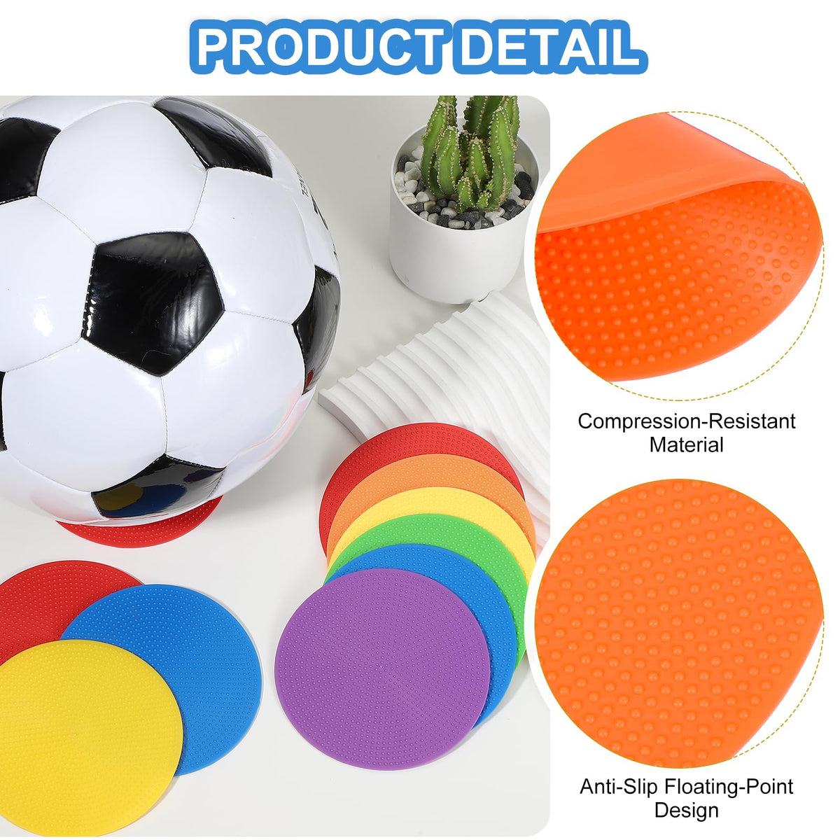 PATIKIL Spot Markers 4 Inch, 12 Pcs Non-Slip Floor Dots Agility Markers Flat Field Cones Poly Dots for Gym PE Speed Training Dance Soccer Basketball Sports, Orange/Purple/Yellow