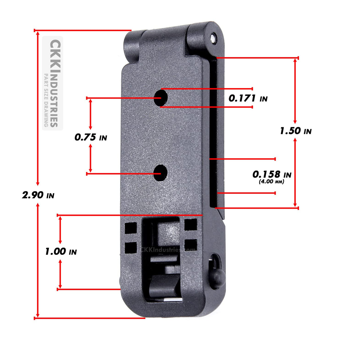 HolsterSmith [1 Pack] Molle Compatible Locking Belt Clip – 1.50 Inch – Universal Attachment for Knife Sheath, Gun Holster, Mag Pouch, Flashlight Holster, Emergency Kits - (4mm Gap)