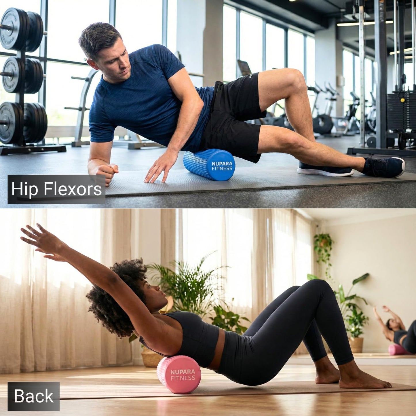 NUPARA FITNESS Foam Roller for Back, Legs, Hips, and Deep Tissue Muscles | Foam Roller for Physical Therapy, Exercise, Running, Cycling, Sports, Recovery, and Yoga. (Dark Blue, 18 inch - Large)
