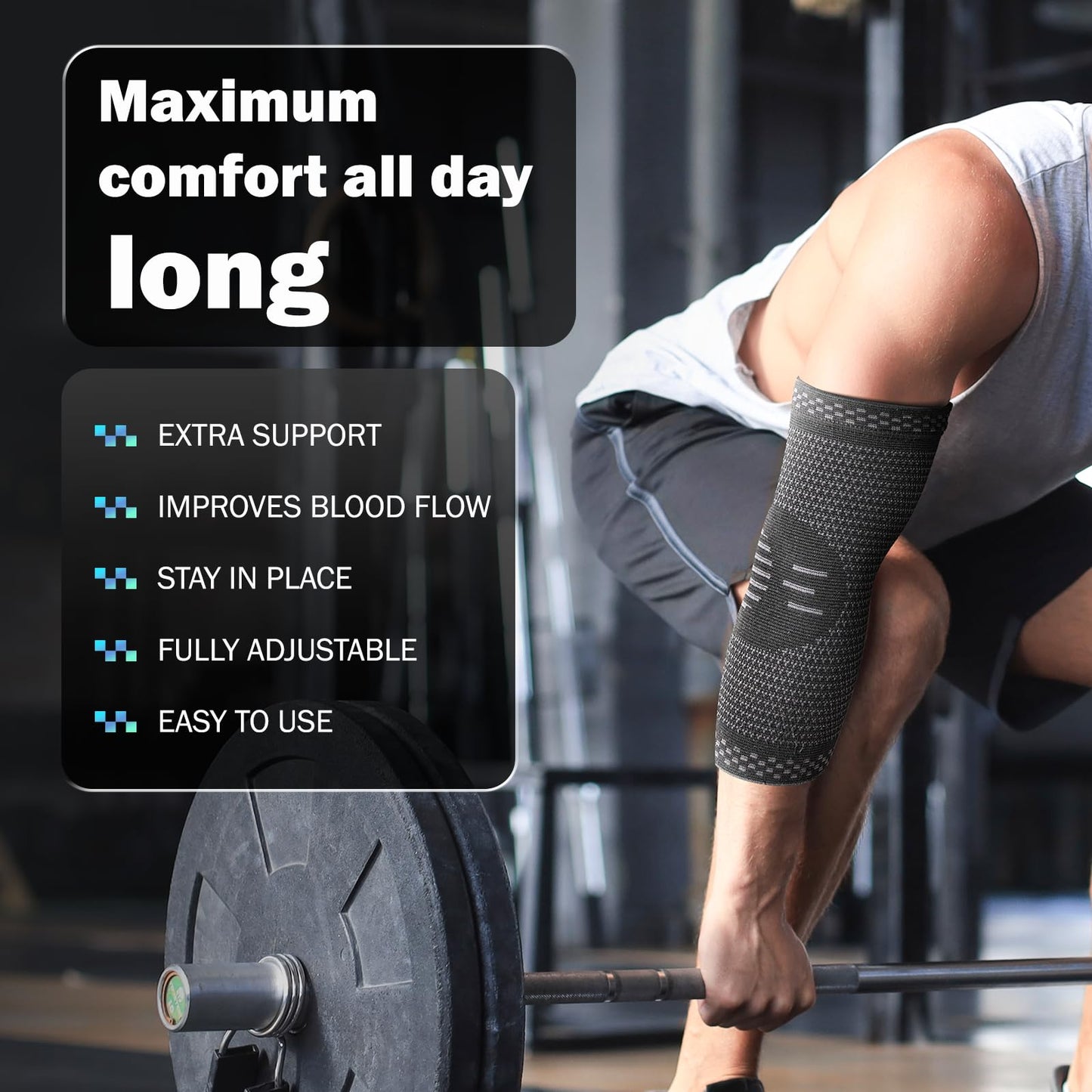 POWERLIX 2Pack Elbow Orthopedic Brace Compression Support (Pair) - Elbow Sleeve for Tennis, Golfer’s, Bursitis, and Sprains, Arthritis, Tendonitis. Pain Relief(Black, L)