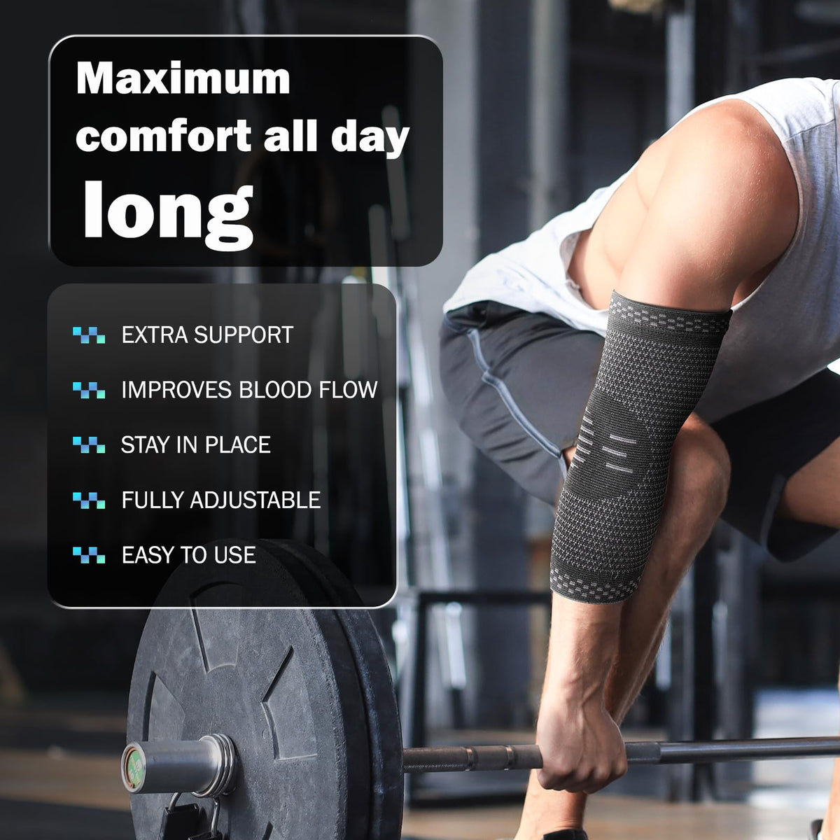 POWERLIX Elbow Brace Compression Support - Elbow Sleeve for Tendonitis, Tennis Elbow Brace and Golfers Elbow Treatment, Arthritis, Workouts, Weightlifting – Reduce Elbow Pain (Black, L)