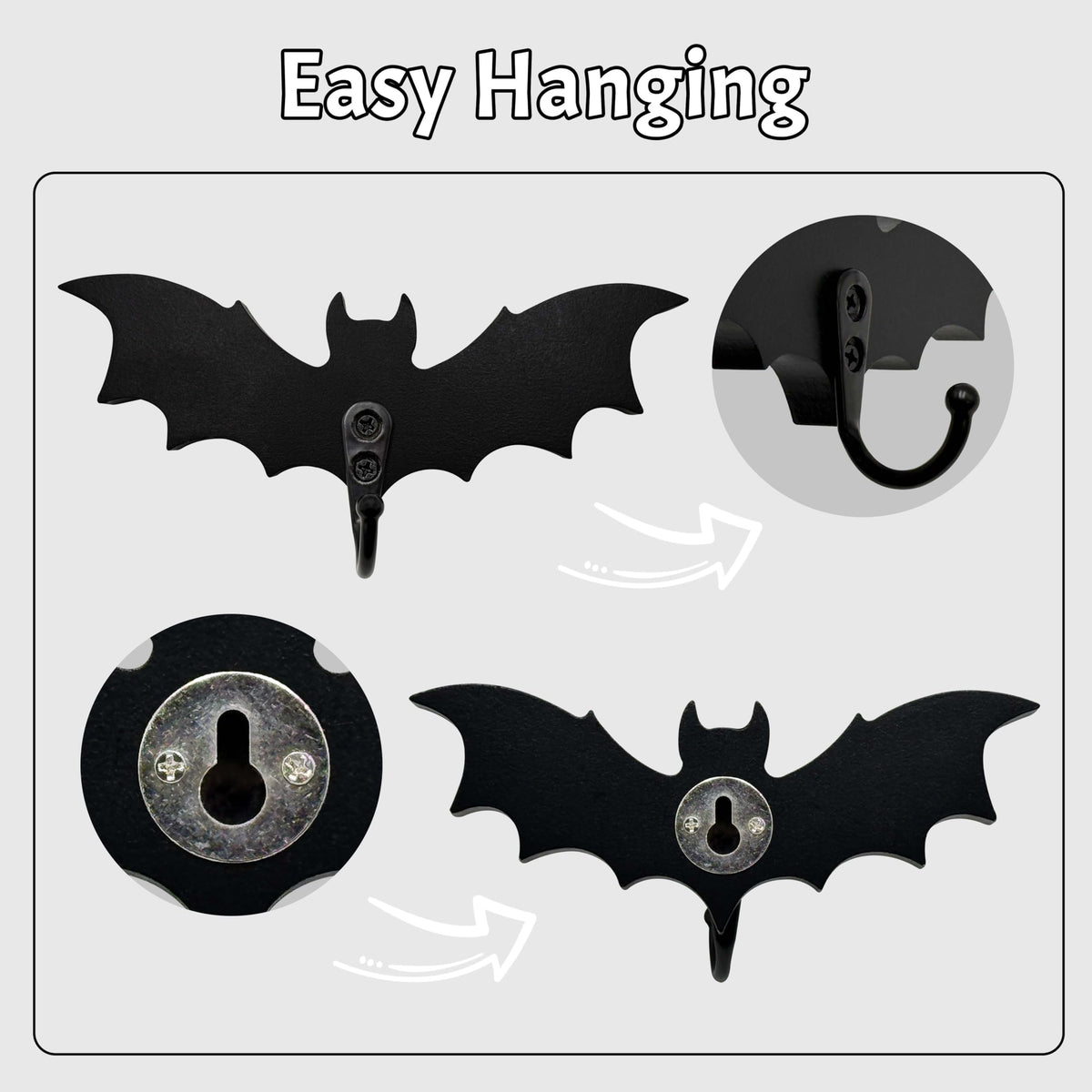 4 Pcs Wooden Bat Wall Hook For Keys Hat Bag Towel Clothes, Mini Bat Hanger Wall Mounted With 4 Hooks, Gothic Home Decor For LivingRoom Bedroom Bathroom Kitchen Gothroom Halloween Gothic Decoration
