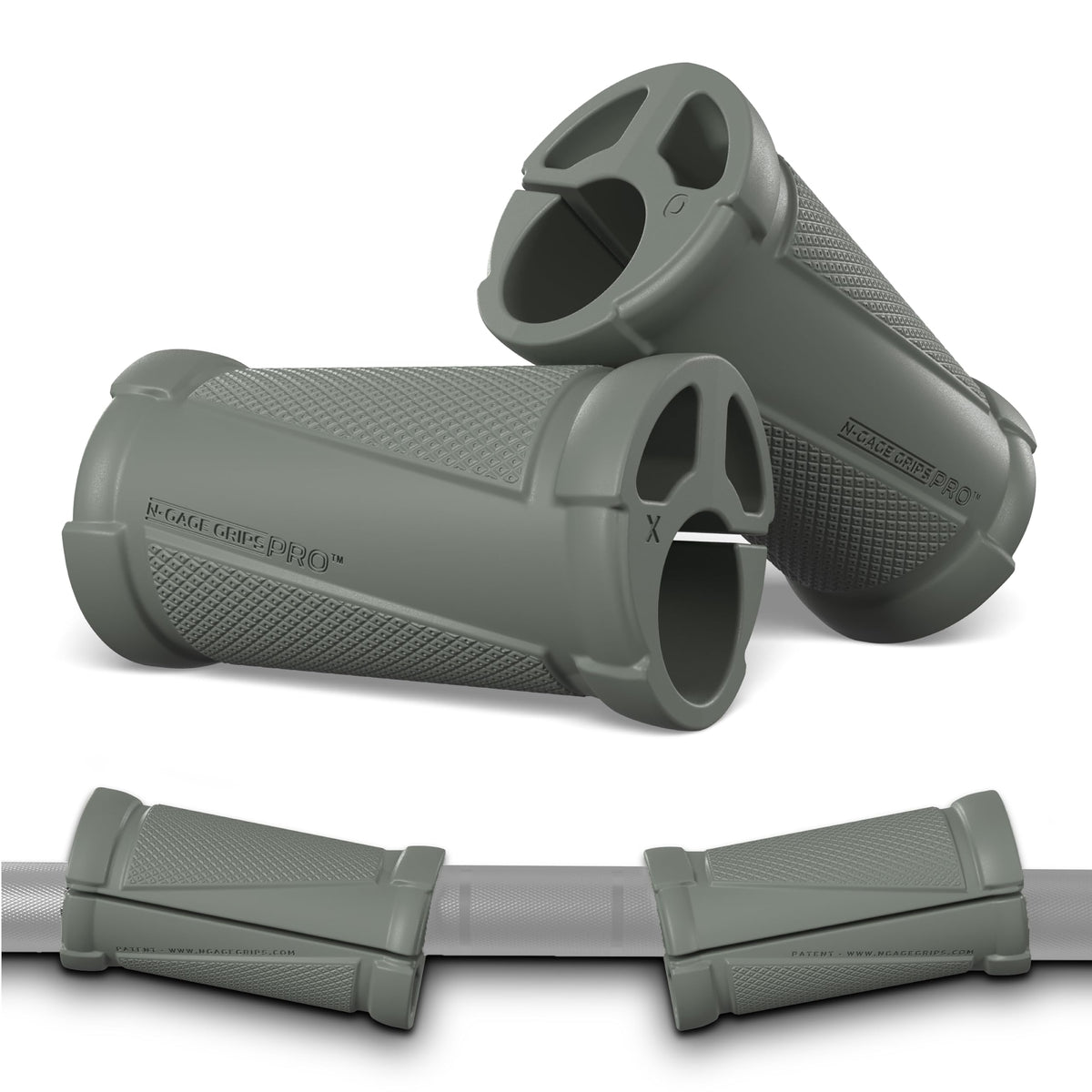 N-Gage Grips PRO – Patented Angled Barbell Thick Grips for Joint Support & Muscle Activation – Ergonomic Bar Attachments for Strength Training - Gym Accessories Manufactured in the USA (1 Pair)