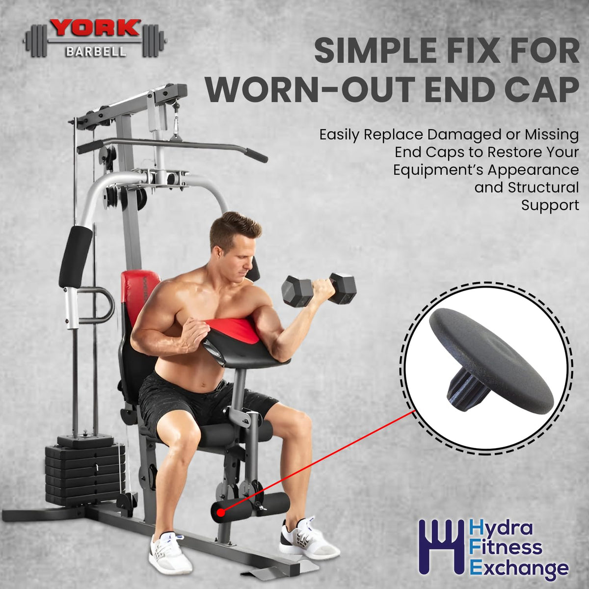 Icon Health & Fitness, Inc. Gold's Gym Wei-der Round Pad End Cap 280313 Replacement Bench Pad Cap for Strength Training Equipment XR 7.9 XR 18.9 Platinum Pro Series Home Gym Pad Support Cover