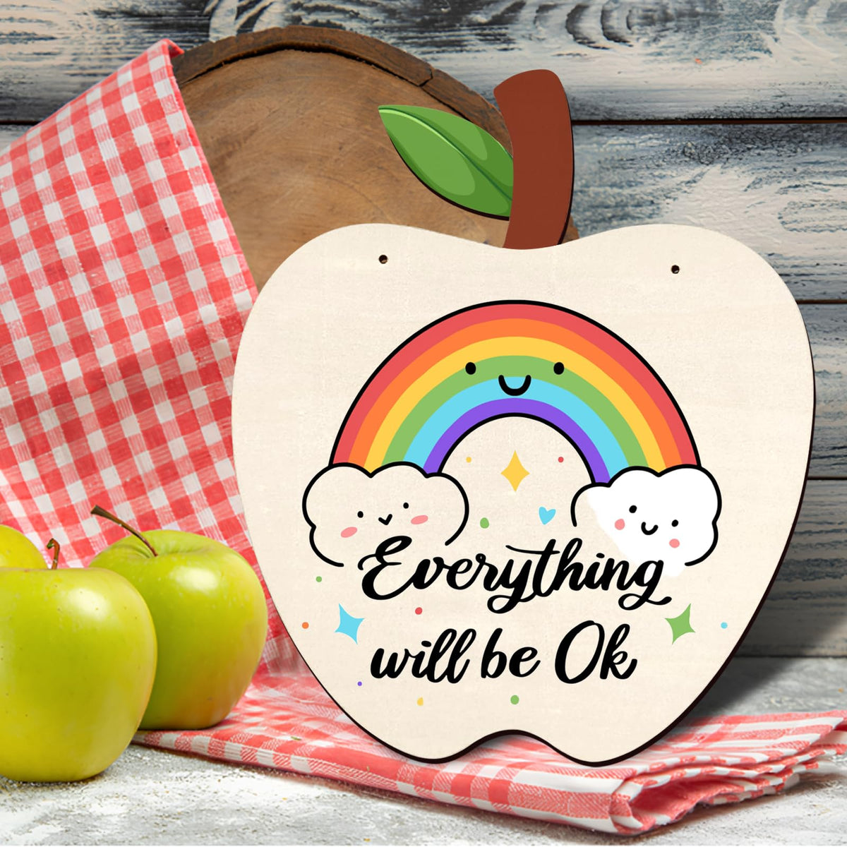 Zaruatu 3 Pcs Unfinished Wooden Apple Cutouts for Teacher Door Sign Blank Wooden Name Sign for Classroom Teacher Office Paintable DIY Craft Plaques for Classroom Decorations (Wood)