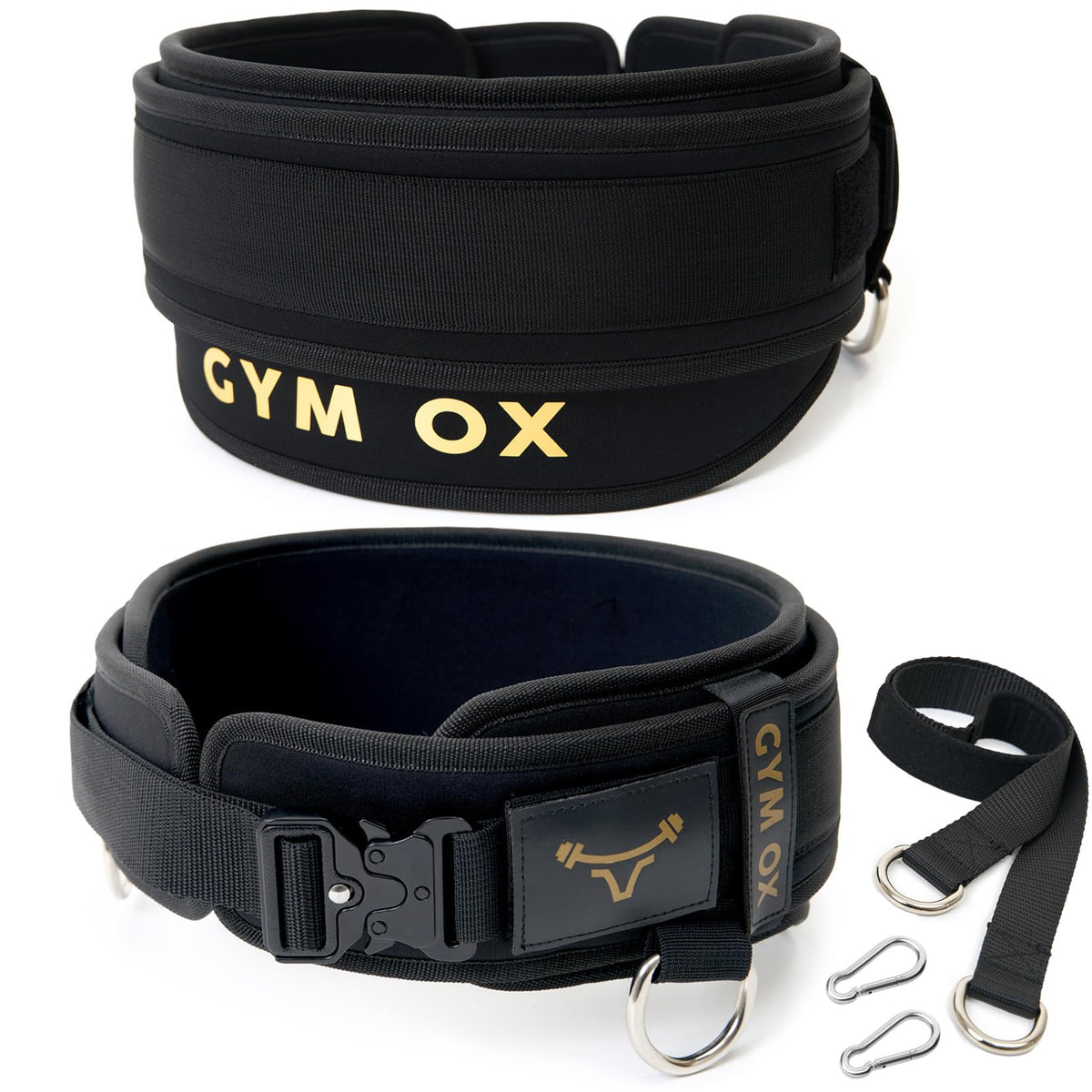 2-in-1 Weightlifting Belt & Dip Belt with Quick-Release Aluminum Buckle - Hybrid Squat Belt for Core Support & Weighted Pull Up Belt with High-Strength Strap - Heavy Duty Neoprene Gym Belt for Men & Women (Black, Small)