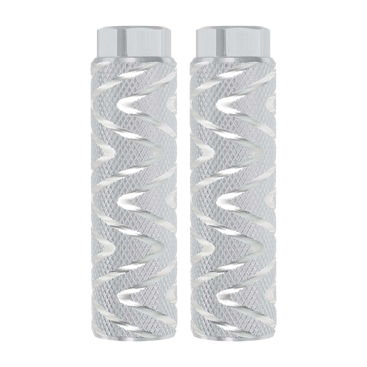 PATIKIL Bike Pegs Fit 3/8 Inch Axles, 2 Pack Aluminum Alloy Anti-Skid Lead Foot Small Bicycle Peg Back Seat Stands with Stripe for BMX Mountain Dirt Bike Cycling Rear, White