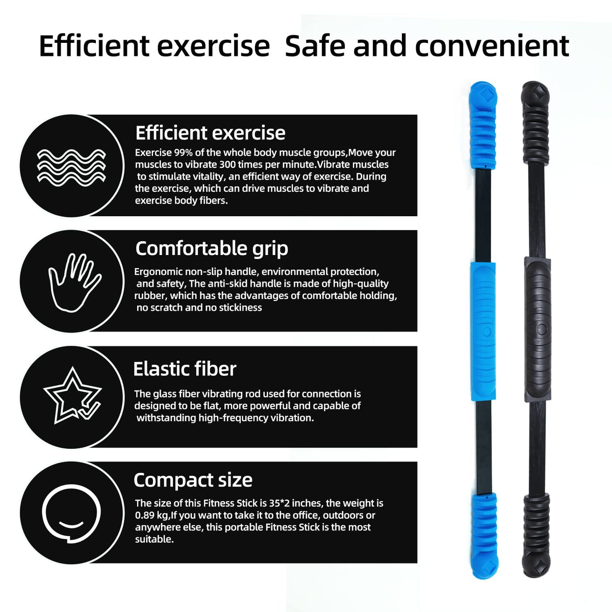 ANGLER DREAM One-piece Elastic Bar Muscle Training Fitness Stick Fat Burning Tremor Stick Full-Body Exercise Shoulder Rehabilitation Physical Therapy, Aerobics,Body Shaping