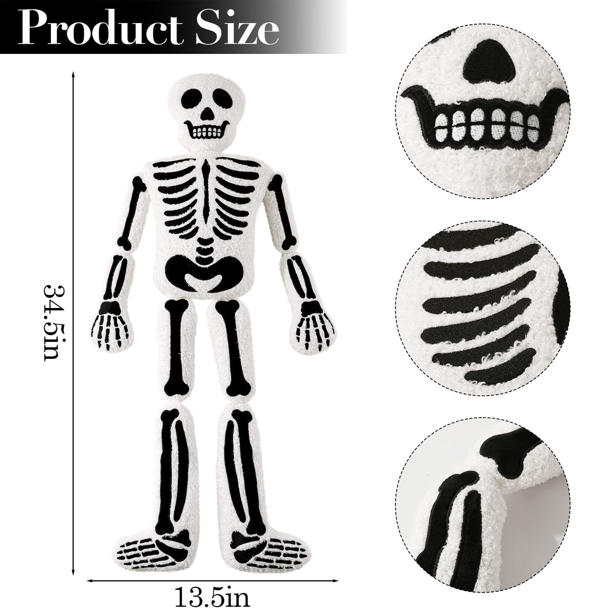 Halloween Decorations Plush Throw Pillows: Cute Teddy Fleece Skeleton Throw Pillow, Stuffed Skull Human Skeleton Cushion Halloween Decorations Indoor for Kids Home Sofa Bed Office Couch Living Room