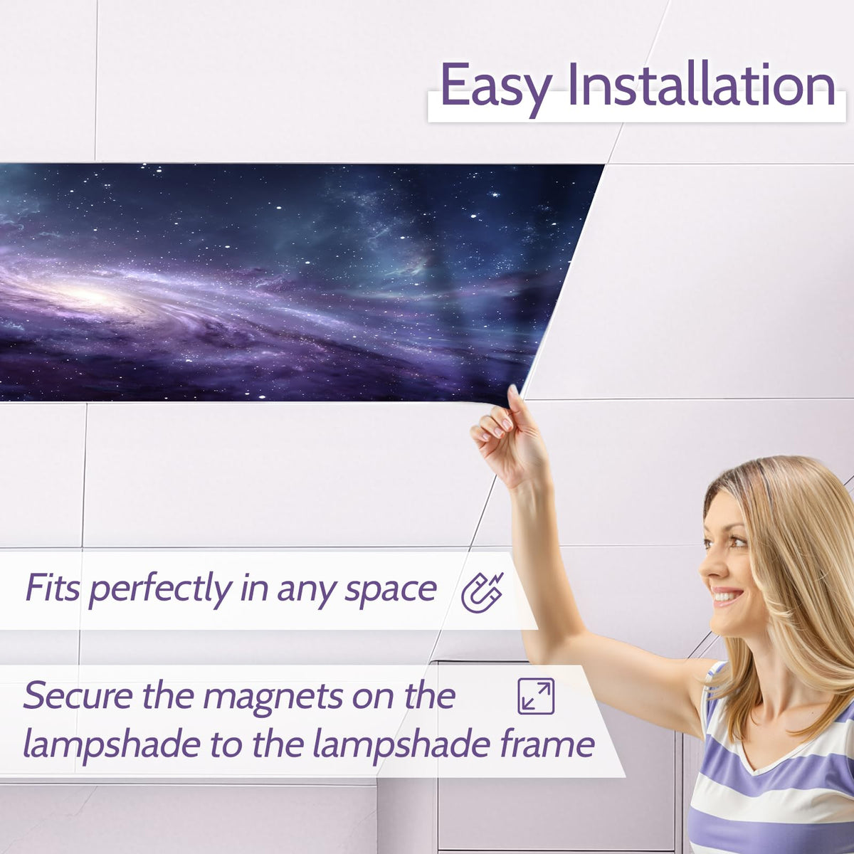 Starry Sky Magnetic Light Covers 8-Pack (2×4 ft) – Night Sky Ceiling Filters, Tool-Free Magnetic Mount, Flame-Resistant & Heat-Safe, Soften Glare & Protect Eyes, Classroom/Office/Home