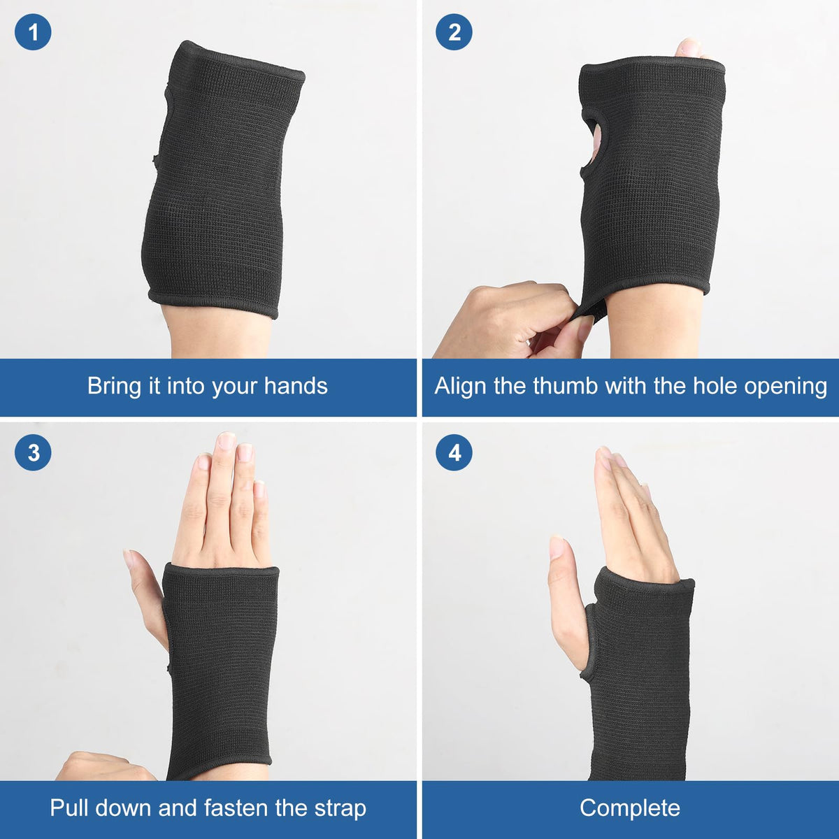 JUSDIQIR Palm Brace Wrist Support Sleeves (1 Pair), Everyday Use Wrist Brace, Compression Carpal Tunnel for Wrist Pain Relief, Fitness Gloves, Sports Glove, Wrist Brace for Men and Women (M, Black)