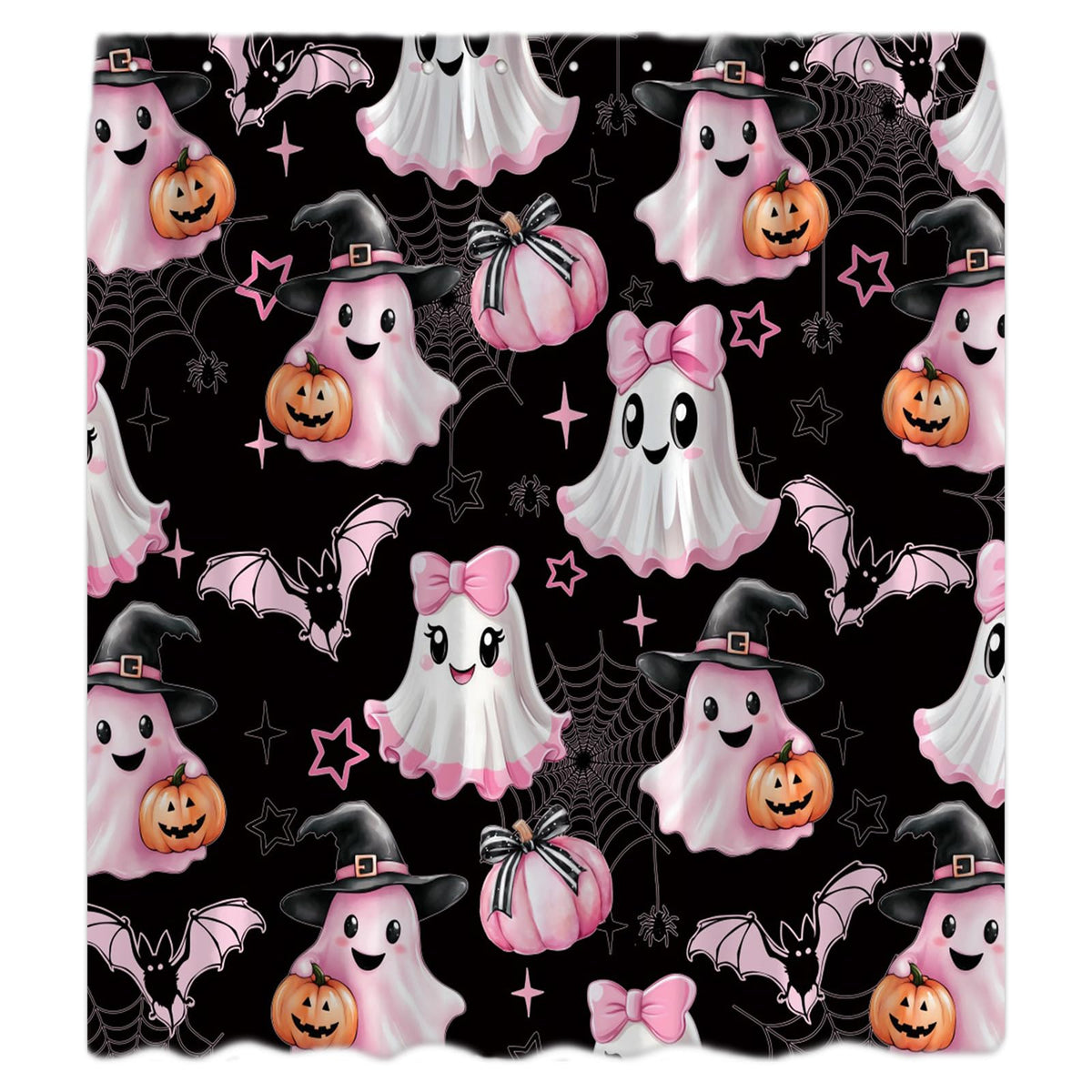 JWJAMM Spooky Halloween Shower Curtain, Black, 70x70 Inch