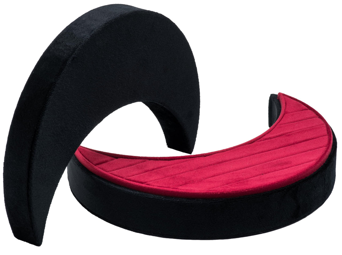 COWFEX Velvet Multiple Ring Box Organizer Display Tray Crescent Moon Shape Jewelry Box Earring Holder Case for Wedding Birthday Christmas Day (Black and Red)