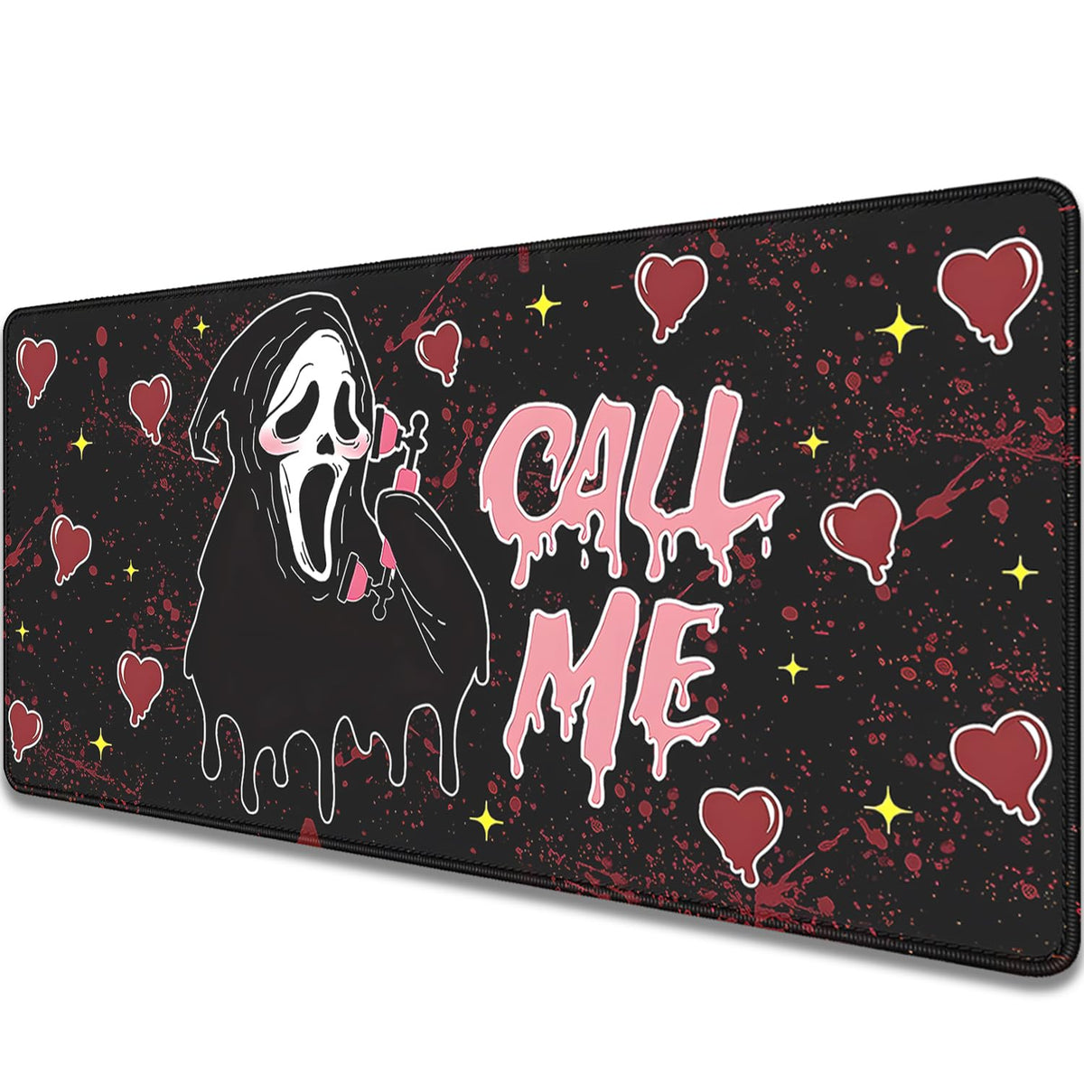 Call Me Mouse Pad Ghostface Desk Pat,Mouse Mat Large Desk Mat for Desktop,Stitched Edges Non-Slip Waterproof Rubber Base Mous Mat for Office Computer Keyboard Laptop and Home(27.5X11.8 in)
