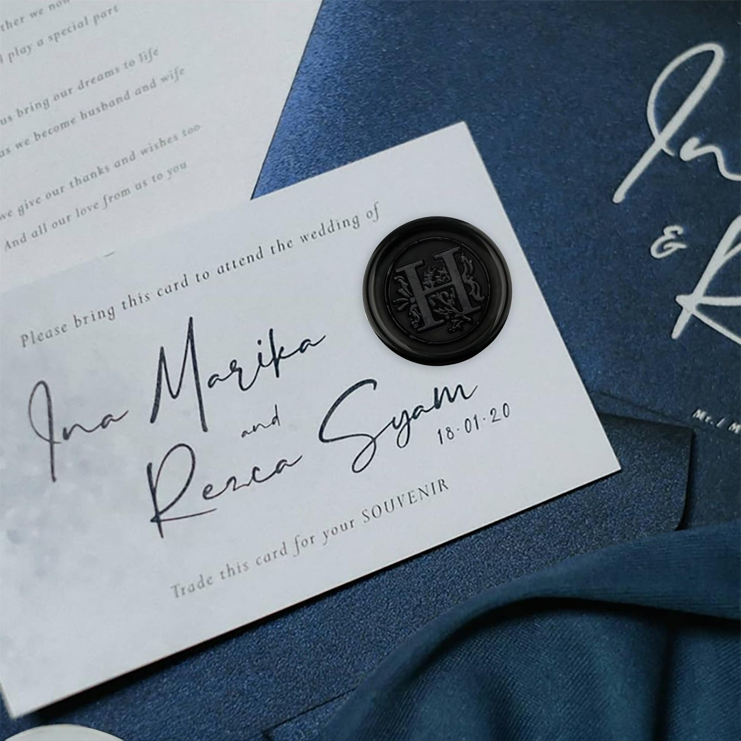 100Pcs Black Wax Seal Stickers Handmade Envelope Seals Self Adhesive Letter Wax Stickers for Wedding Party Invitations, Envelope, Gift Wrap, Christmas(Initial L, Black)