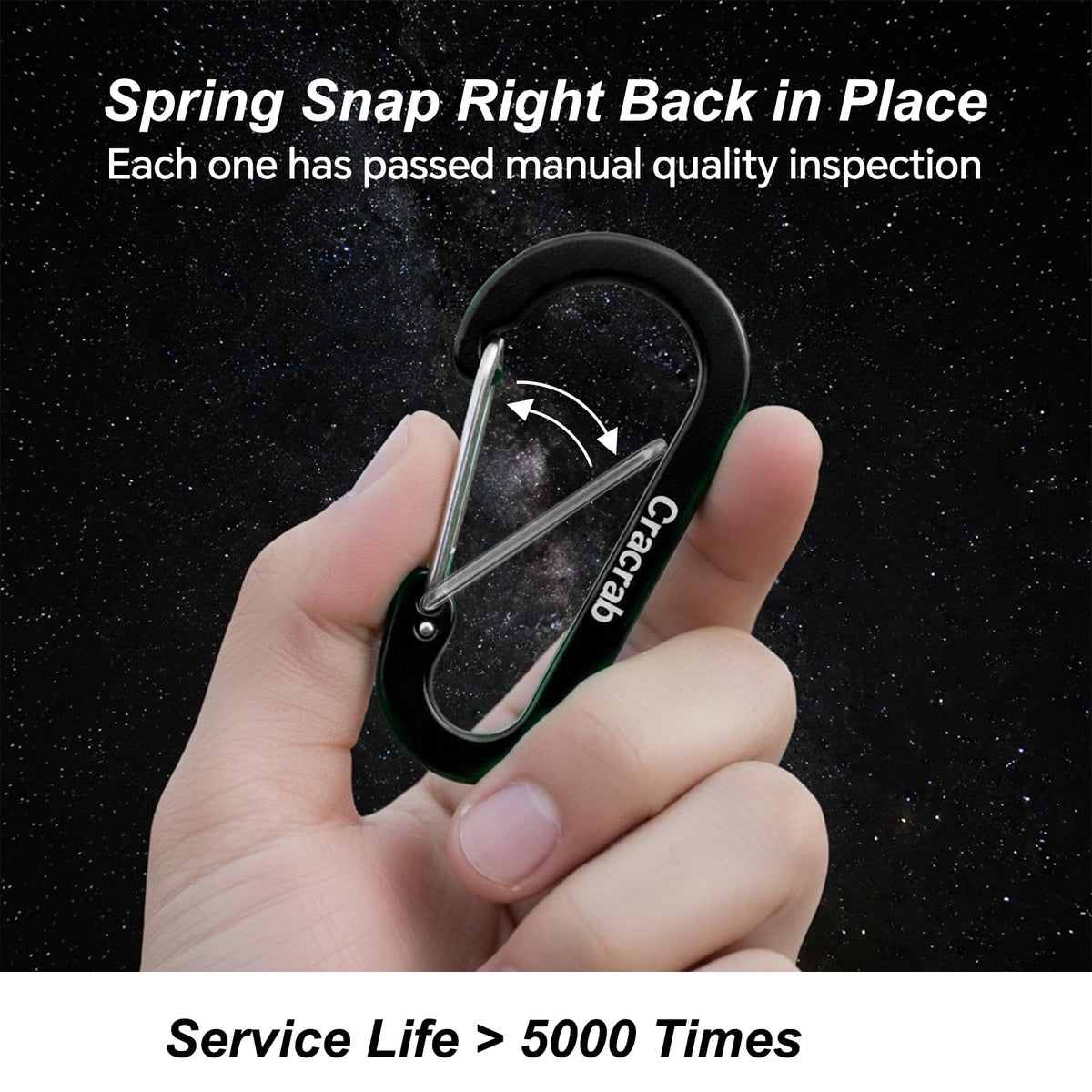 Carabiner Clips Assorted Sizes Pack, Includes Small 2 Inch Carbineers, Medium 2.4" Caribiner, Large 2.8 Inch Caribeaner Heavy Duty, Aluminum Carabiner for Backpack (Black)