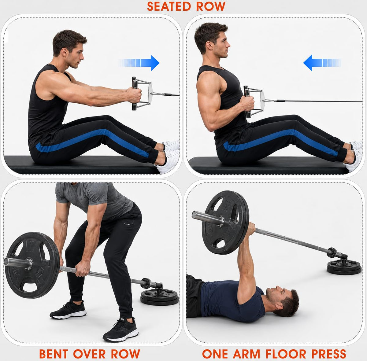 Yes4All Landmine Attachment for 1" & 2" Barbells with Weight Plate Holder, 360 Swivel & Heavy Duty Steel Construction for T-Bar Rows, Presses & Storage, 8"x4" Pivot Sleeve & Double D Handle Combo