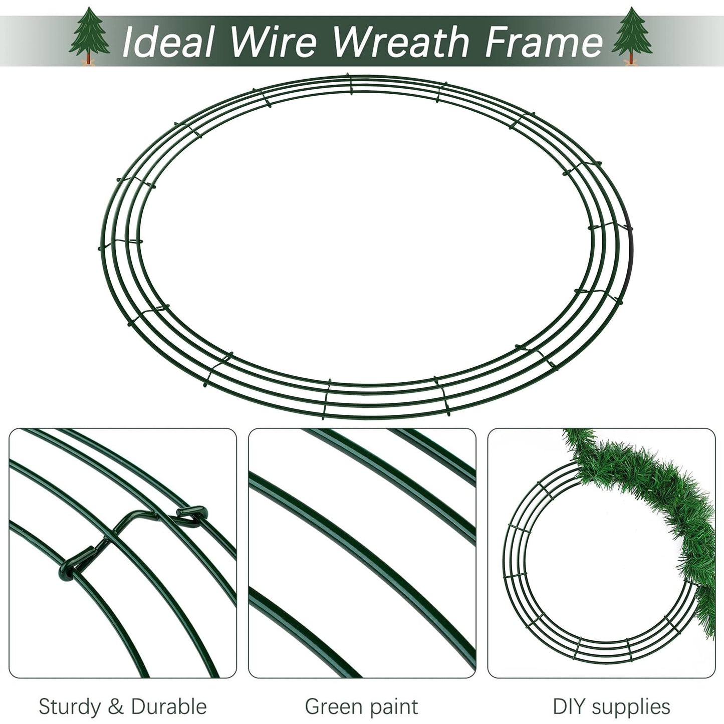 Aodaer 24 Pack 30 Inch Wire Wreath Frame Christmas Dark Green Wire Wreath Ring Round Metal DIY Floral Crafts Wreaths for Halloween New Year Holiday Valentines Day Decorations