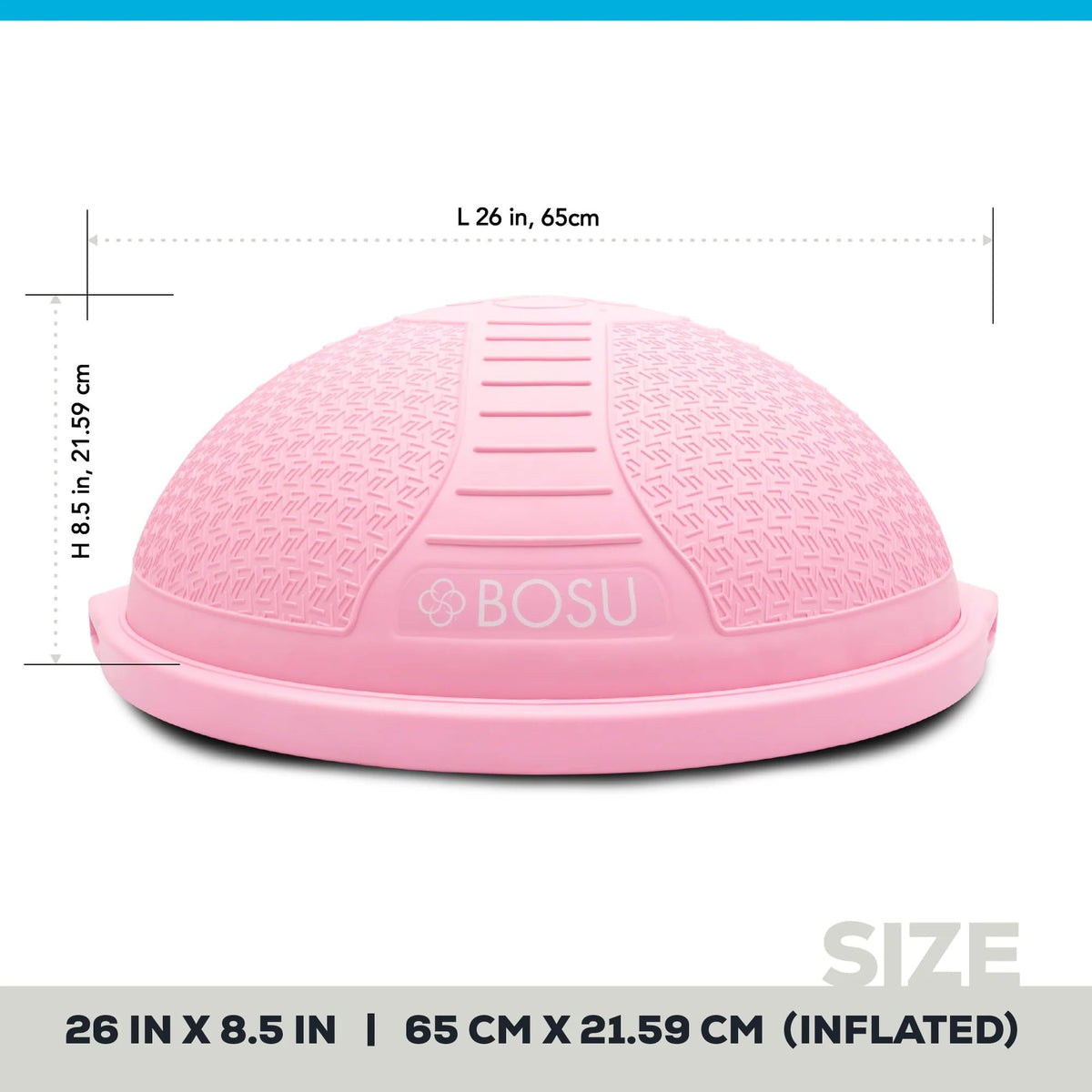 BOSU Pro Balance Trainer, Half-Ball Training Equipment, 350 lb Capacity - Stability Exercise Tool with Non-Slip Base, Includes Hand Pump, Pink