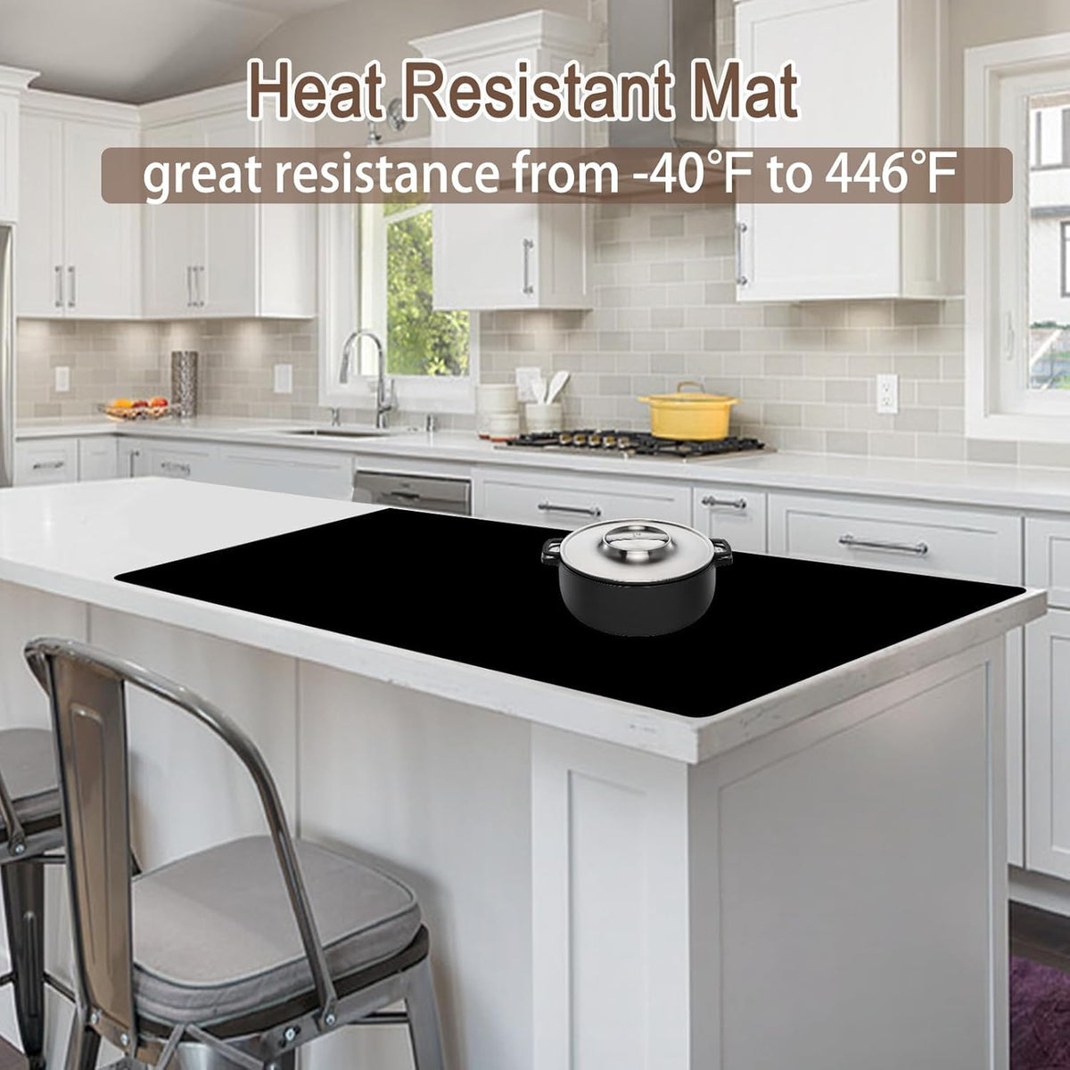 Silicone Mats for Kitchen Counter, 48"x32"(120cmx80cm) Large Heat Resistant Mat Kitchen Island Waterproof Countertop Protector Mat Nons-slip Extra Large Counter Mat, Dark Green