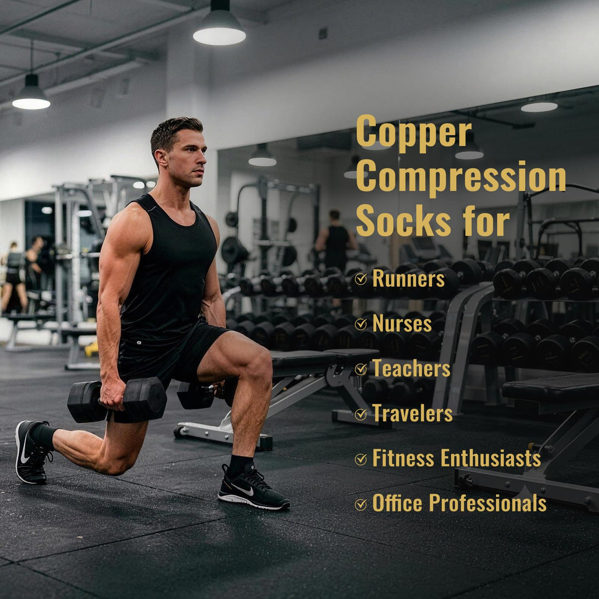 SukModen Copper Ankle Compression Socks for Men and Women (6 Pairs), Breathable Arch Support Short Running Socks