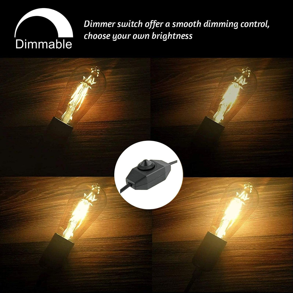 Pendant Light Kit with Dimmer Switch 15 Feet Hanging Lamp Cord Set Plug in Edison Light Bulb Socket Rope for E26 E27 DIY Swag Light Fixtures