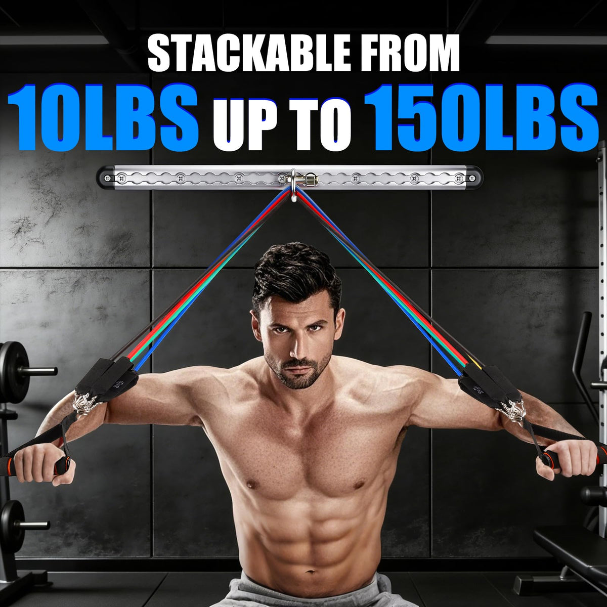TOBWOLF Resistance Band Wall Mount System, Sturdy Resistance Bands Wall Anchor, Space Saving Home Gym Solution for Strength Training, Wall Mount Workout Anchors Multi-Purpose for Complete Full Body