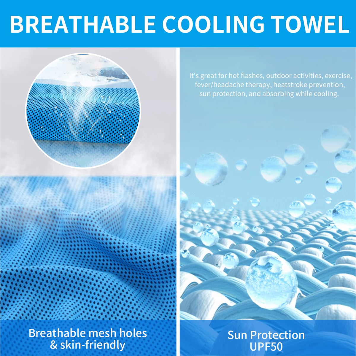 Puomue 5 Pack Cooling Towels, 40 Inches X 12 Inches, Breathable Soft Chilly Microfiber Towel for Yoga, Sport, Running, Workout, Gym, Camping and Fitness, Multicolor
