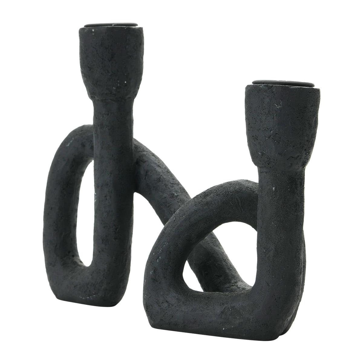 Bloomingville Decorative Resin Double Taper Candle Holder, Black