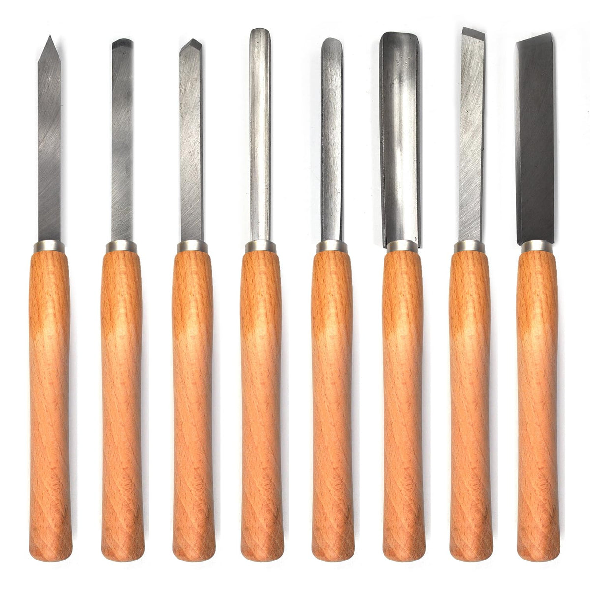 Professional Wood Turning Chisel Lathe Chisel Set with 2 Skew 1 Spear Point 1 Parting 1 Round Nose & 3 Gouge Tools,8 pcs Set, for Wood Job