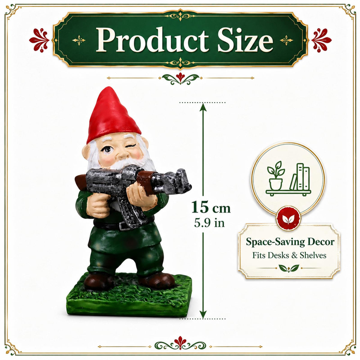 nezababy Military Garden Gnomes with Guns Funny Army Gnomes Outdoor Statues Naughty Desktop Indoor Outdoor Lawn Yard Decorations (F)