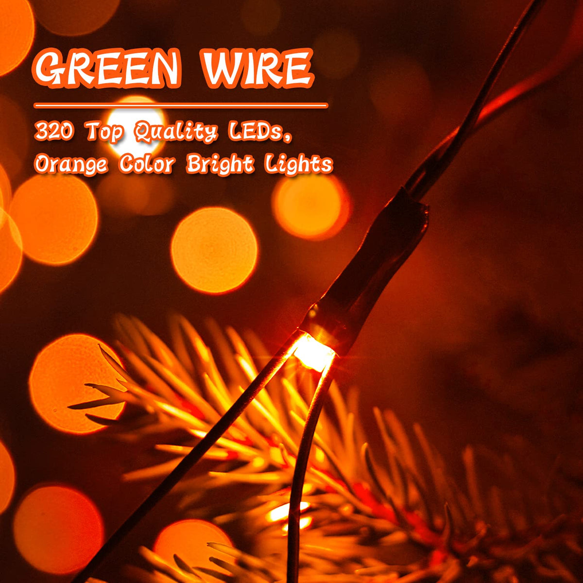 JMEXSUSS Orange Solar Halloween Lights Outdoor, 320 LED 9.8ft x 6.6ft Solar Net Lights Outdoor Waterproof, Solar Lights with 8 Modes Remote for Halloween Decorations