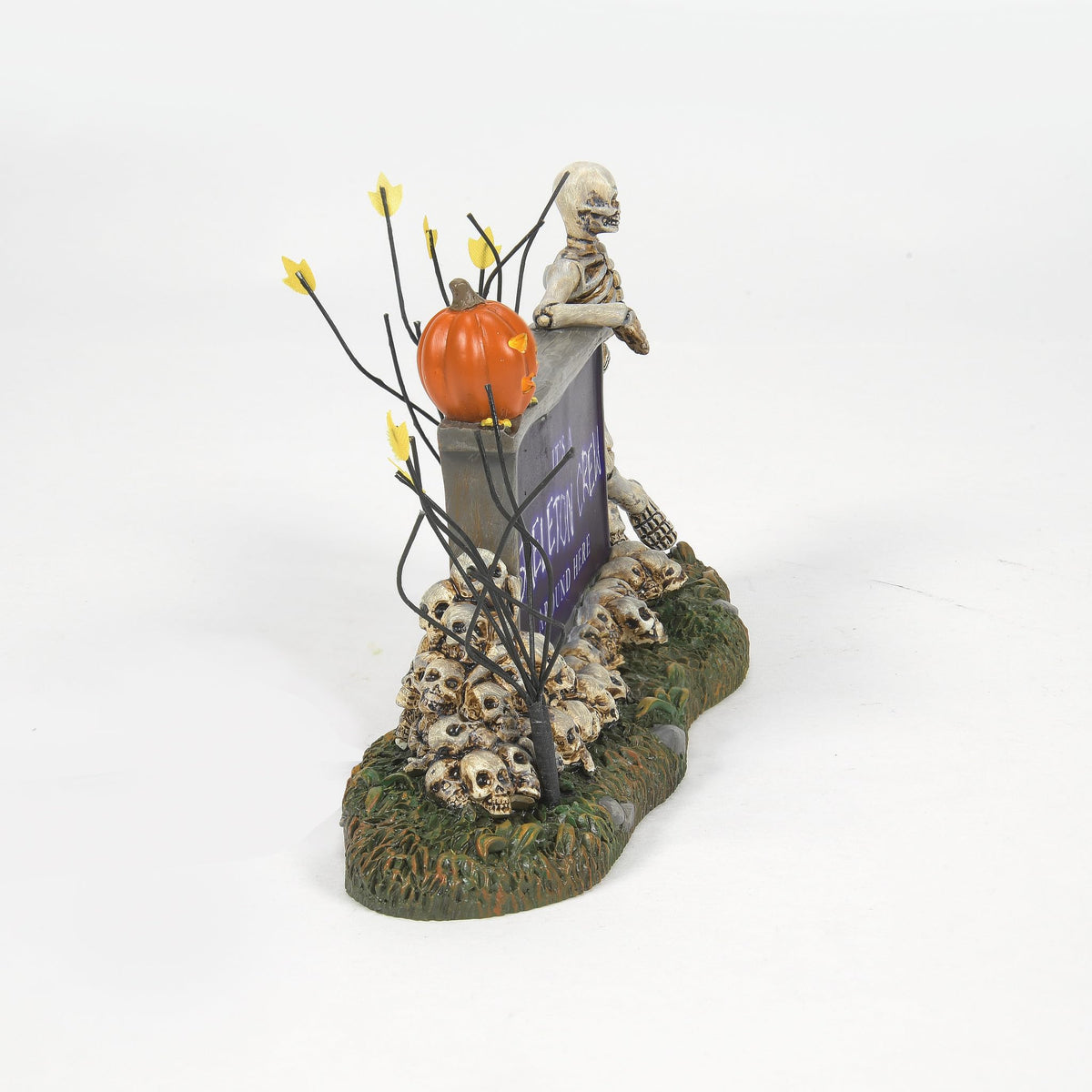 Department 56 Village Collection Accessories Halloween We're A Skeleton Crew Sign Lit Figurine, 3.9 Inch, Multicolor