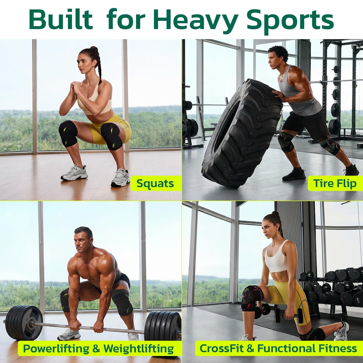 aoFIT Knee Brace (1 Pair) Adjustable Strap 7mm Neoprene Knee Compression Sleeve Knee Support for Men Women for Training & Fitness, Weightlifting, Black Small