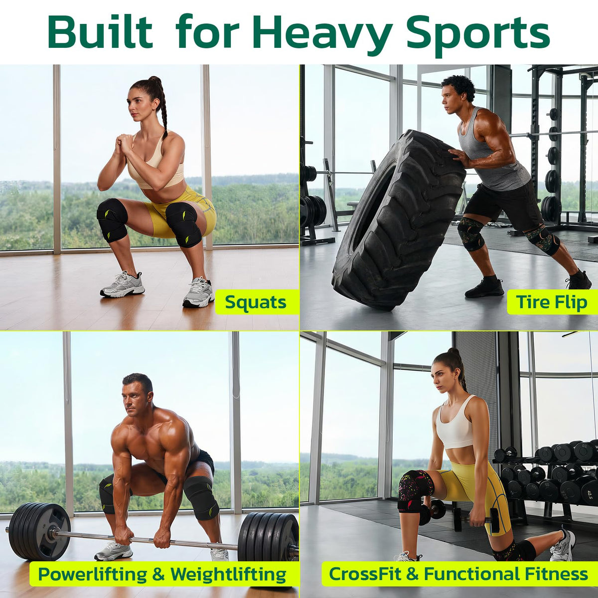 aoFIT Knee Brace (1 Pair) Adjustable Strap 7mm Neoprene Knee Compression Sleeve Knee Support for Men Women for Training & Fitness, Weightlifting, Onyx XX-Large
