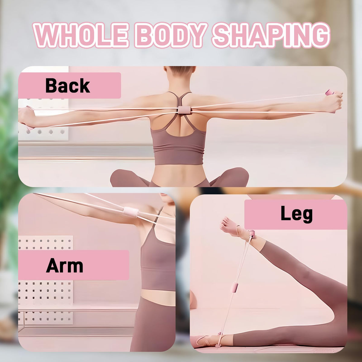 Guyakysk 2 Pack Figure 8 Resistance Bands for Women Men Working Out, Exercise Bands with Handles, Upper Body Workout Equipment for Beginner Arm Back Stretching, Shoulder Rehab, Pilates, Blue