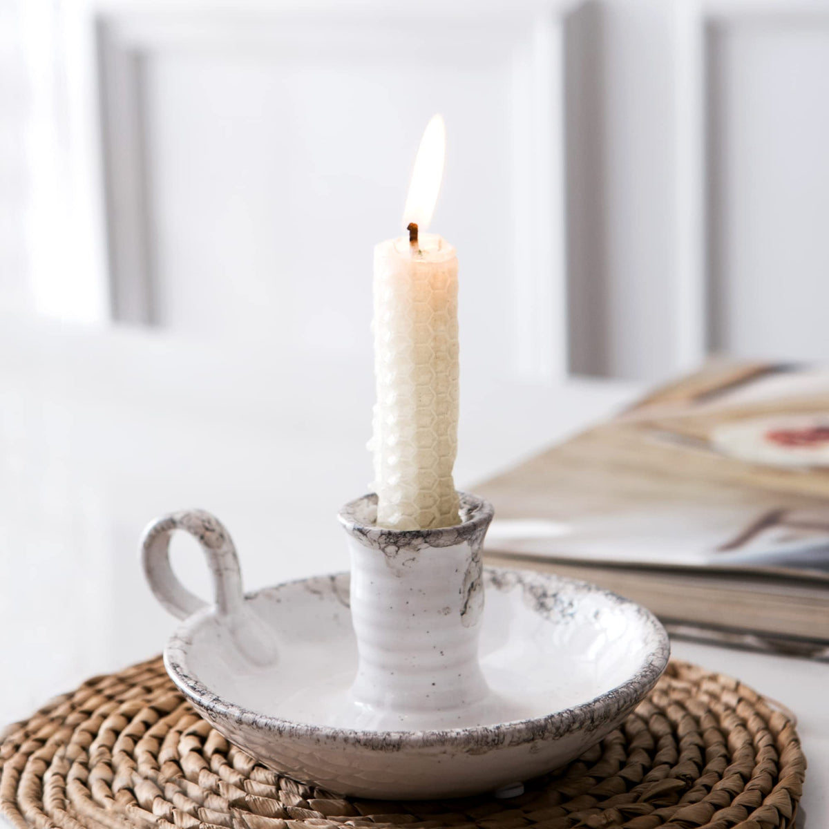Kendiis Candle Holder Ceramic Candlestick Holder, Candlelight Stand for Spell Candles, Taper Candles, and Incense, Halloween Christmas Dining Room Home Decoration Display
