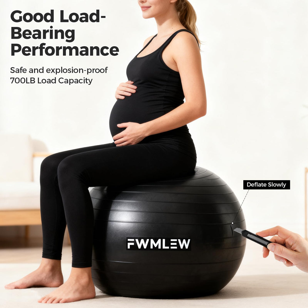FWMLEW Extra Thick Exercise Yoga Ball, 5-Size Anti-Burst Heavy Duty Stability Gym Ball for Fitness, Core Workout, Pregnancy & Office Chair, Includes Quick Pump (S(15-18ines/38-45cm))