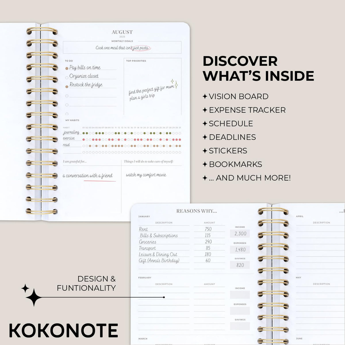KOKONOTE Planner 2025-2026 William Morris Wall Art - Planner for Women 17 Month(Aug 25/ Dec 26) | Weekly & Monthly Academic planner 2025-2026 | 6.4" x 7.9" | Hardcover Agenda 2025 | Thick paper 120 g/m²
