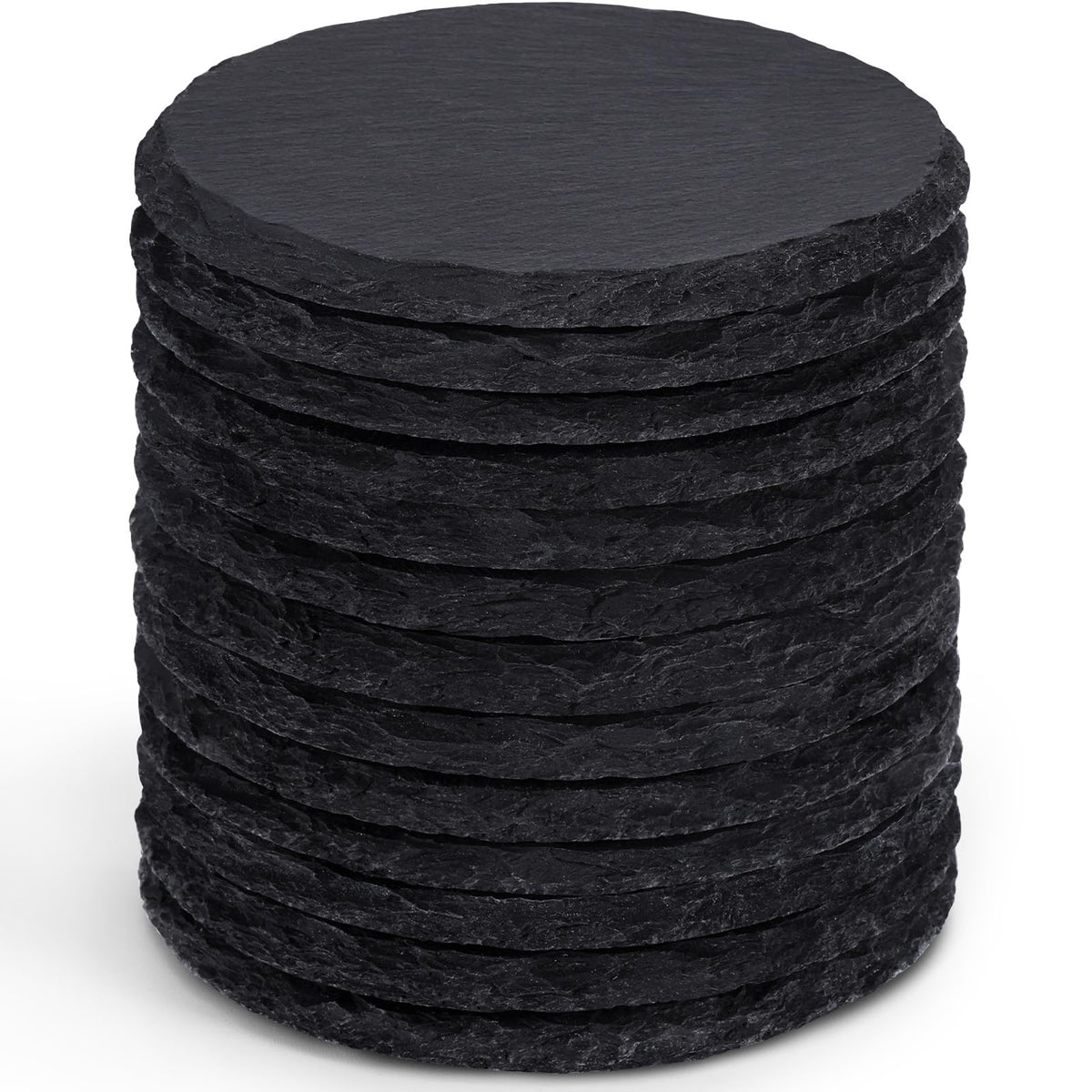 13 Pieces Slate Drink Coasters, GOH DODD 4 Inch Black Coasters Stone Coaster Set, Laser Engraving Blanks with Anti-Scratch Bottom for Home Office Bar Outdoor Housewarming Gifts Wedding Party, Round