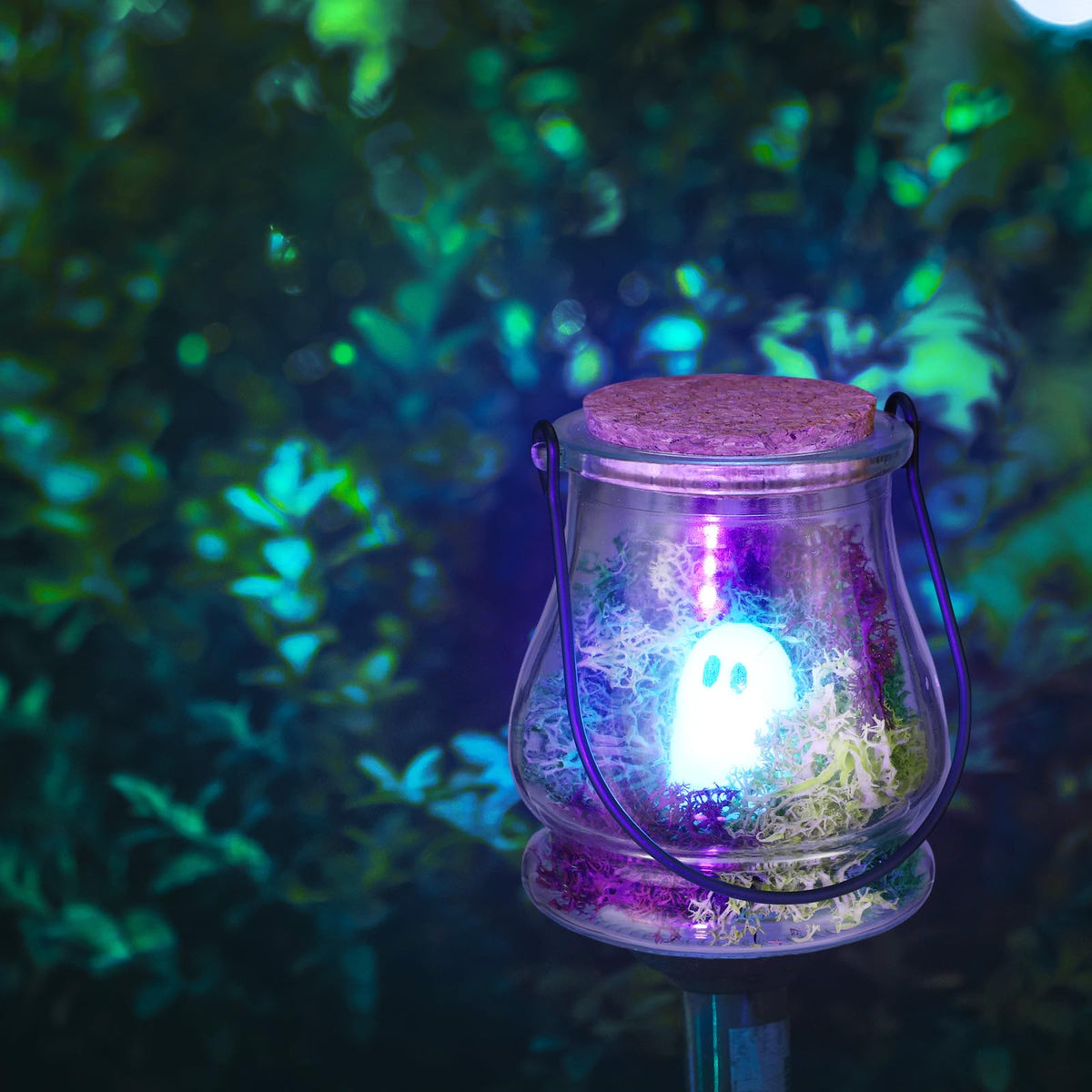 HyDren 6 Set Halloween Pet Ghost in a Jar Adopt a Ghost Glows in the Dark Pet in a Bottle with Moss Luminous Figurines in Glass Spooky Decor Creepy DIY Craft Gift Halloween Party Favor, 3.74 x 3.34In