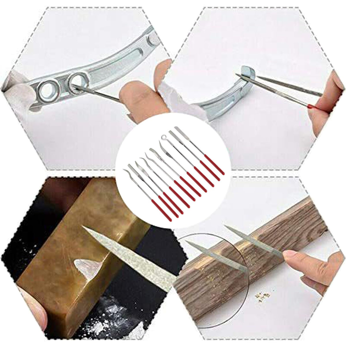 XAQISHIRE 10pcs Mini Heteromorphic Diamond Needle Files,Packed in Synthetic Leather Case,for high Precision Sanding Work on Wood,Plastic,Metal and Jewelry Carving