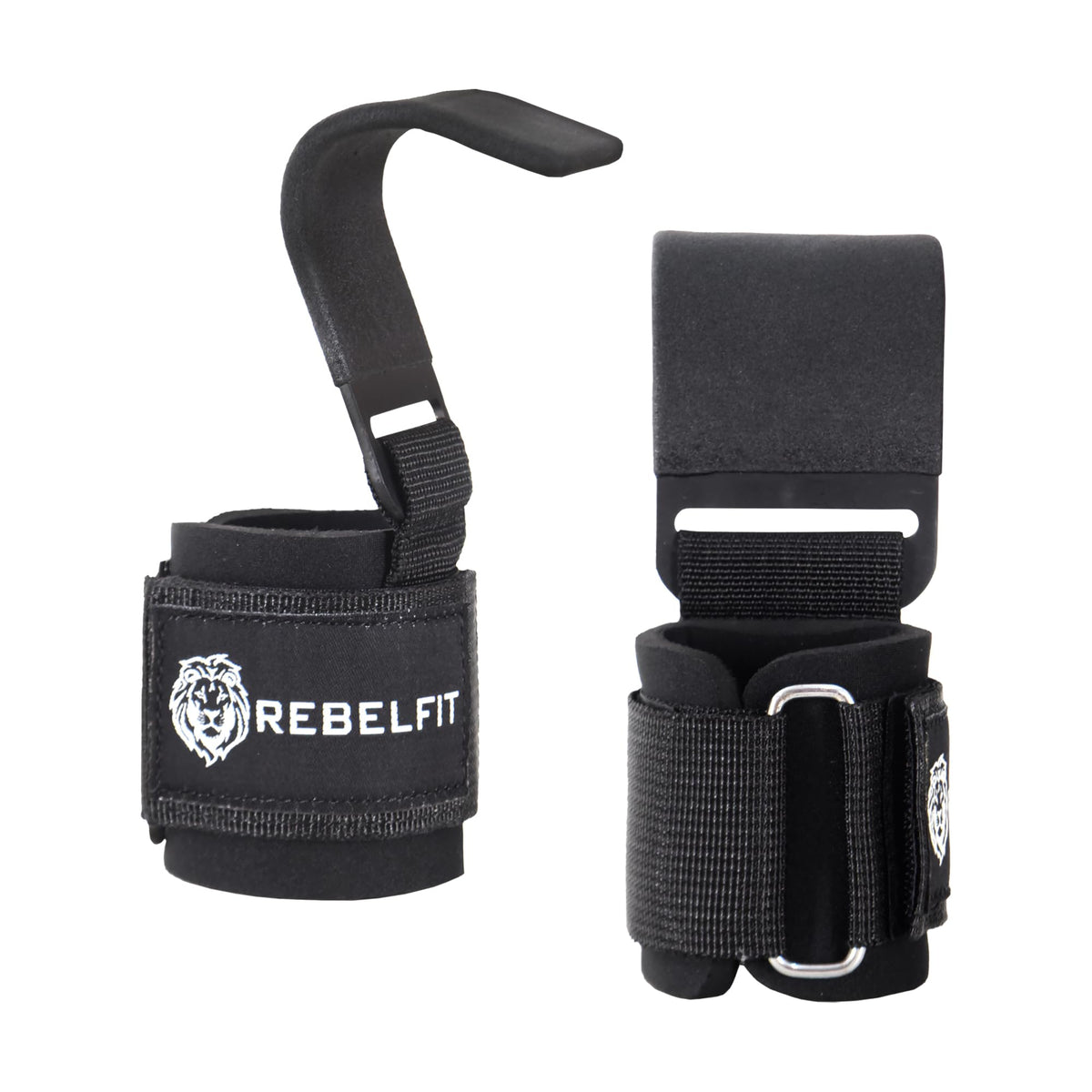 Heavy Duty Lifting Hooks (Pair) for Weightlifting – Wrist Support Straps with Metal Hooks, Padded Neoprene Gym Straps for Deadlifts, Pull Ups, Rows, Powerlifting – Non-Slip Grip Support for Men & Women
