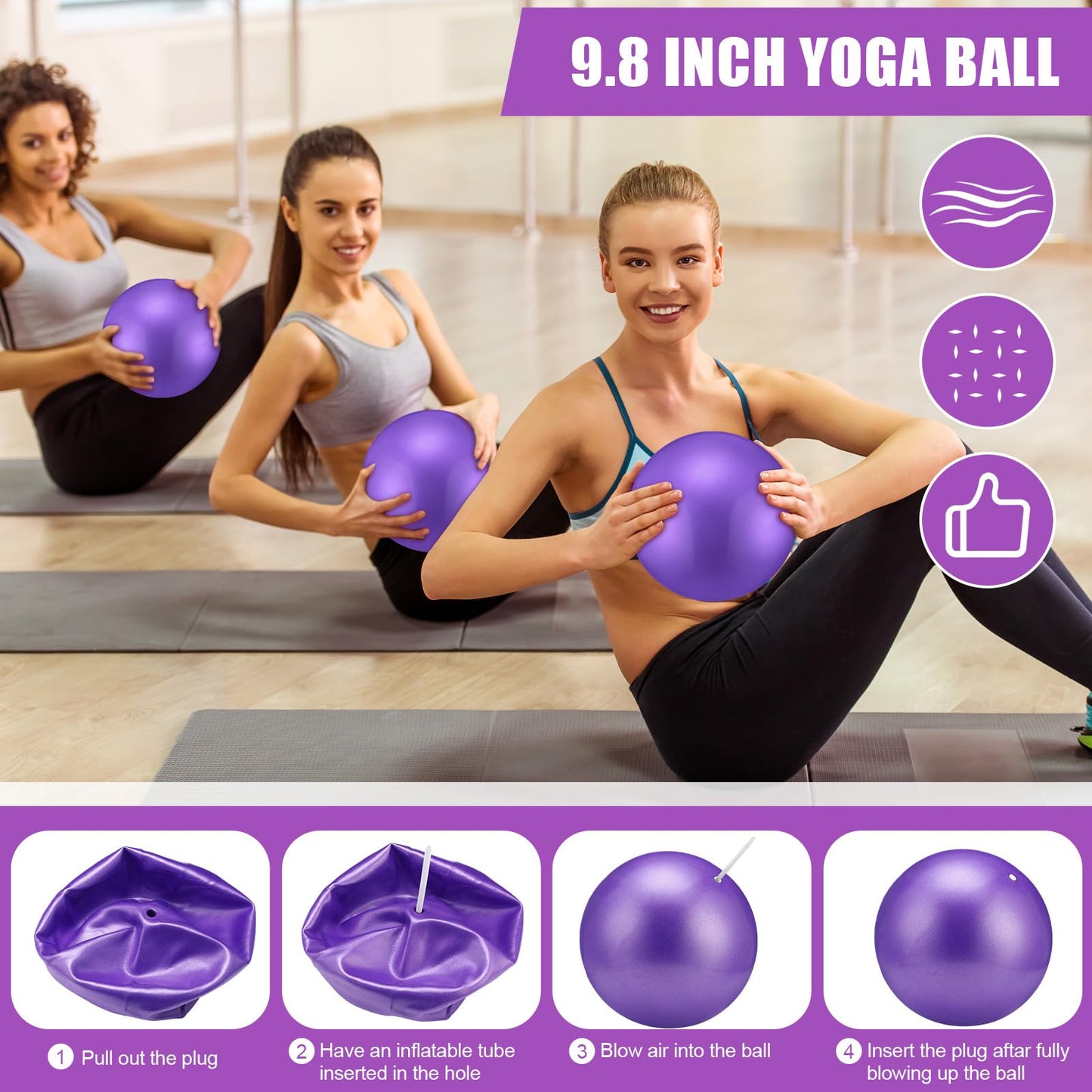 Soulchen 30 Pcs Exercise Pilates Ball 9 Inch with Bags Resistance Bands 25-30 lbs for Working Out Exercise Equipment Set for Yoga Stability Barre Training Stretching Physical Posture Training Gym