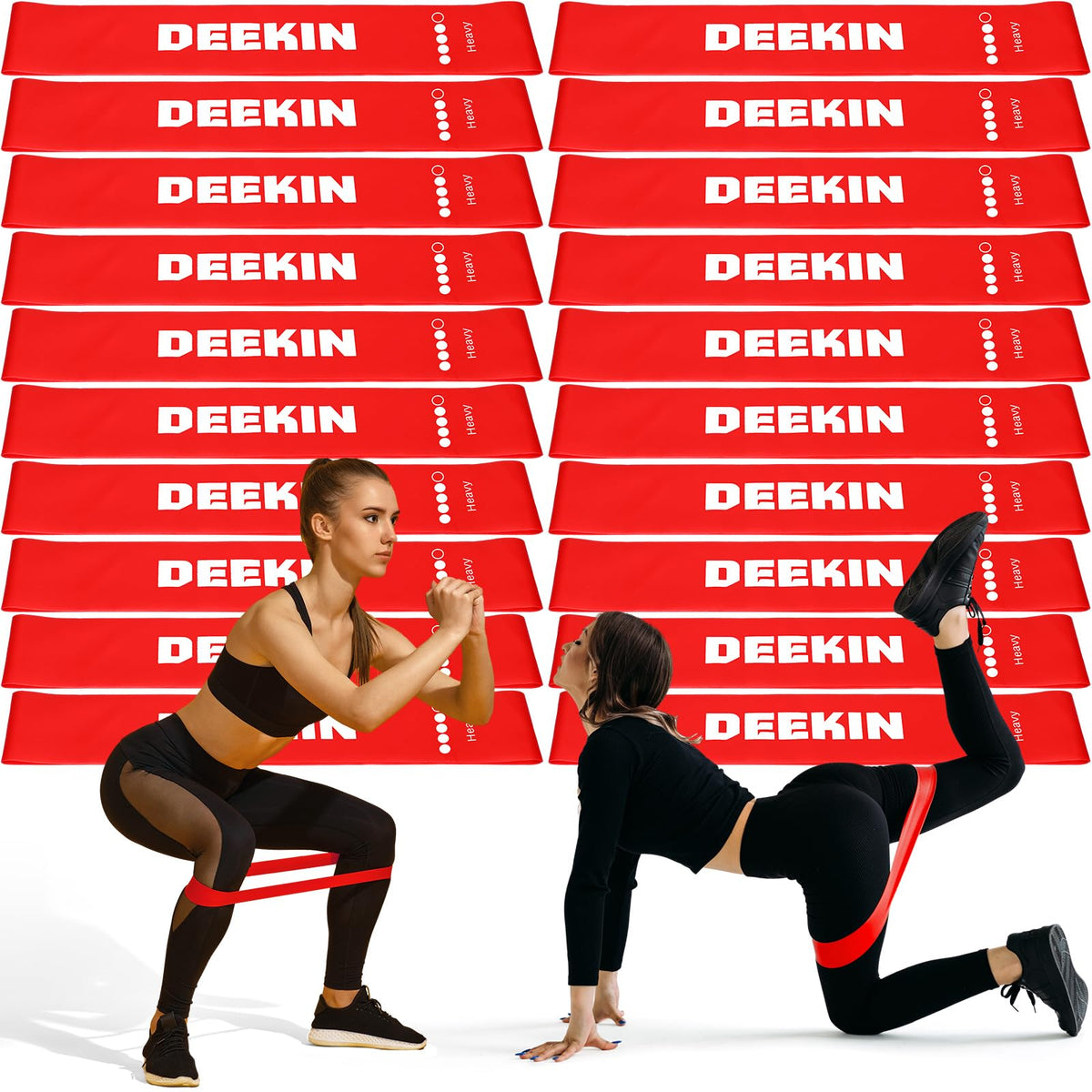 Deekin 20 Pcs Resistance Bands Resistance Loop Exercise Bands Exercise Equipment Elastic Drap Ring for Women and Men Home Fitness, Gym, Yoga(35-40 Lbs,Red)