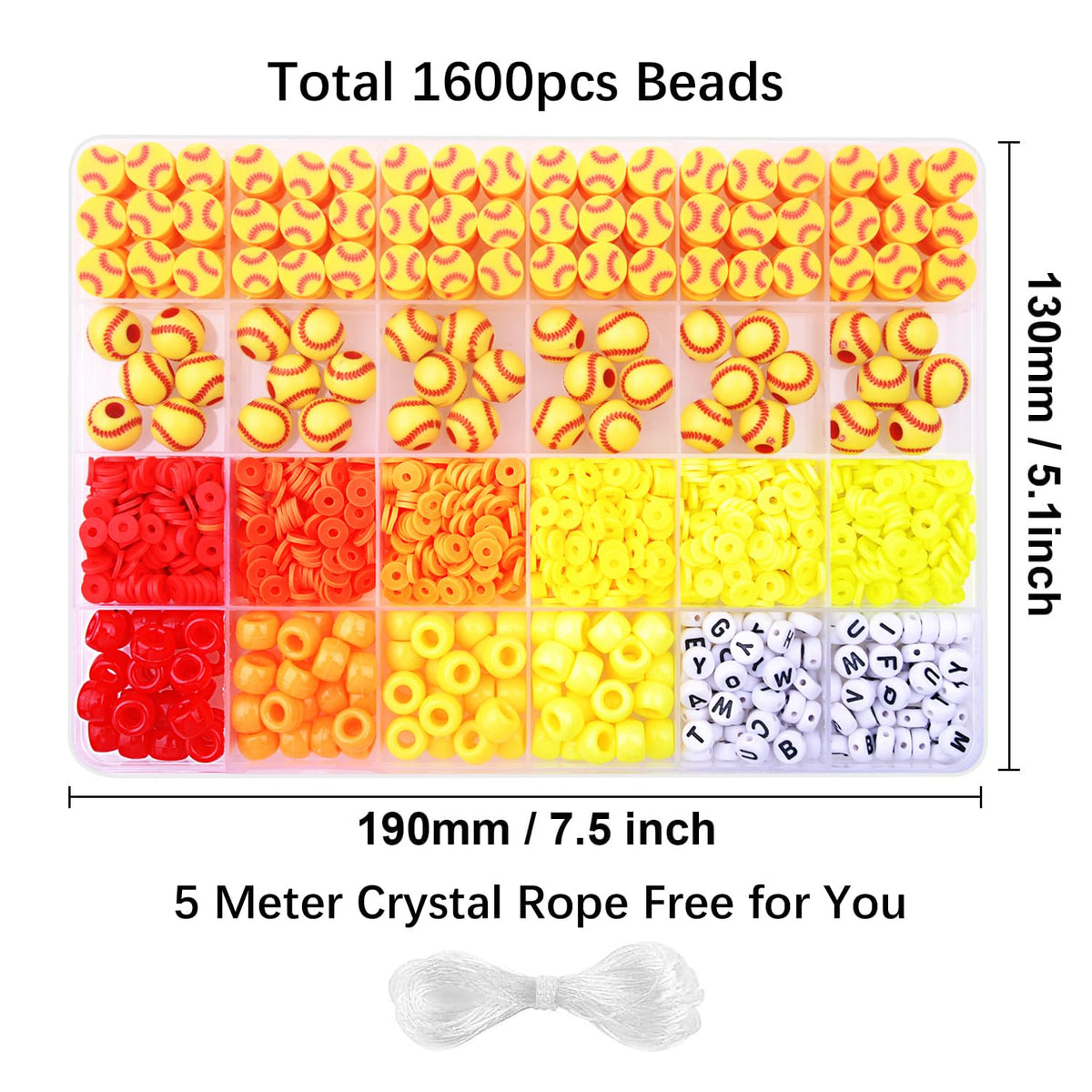 BBita 1600PCS Softball Sports Ball Polymer Clay Beads Charms for Friendship Bracelets Making Kit Cute Fun Beads DIY Arts Crafts Birthday Gifts for Kids Girls Softball Bead