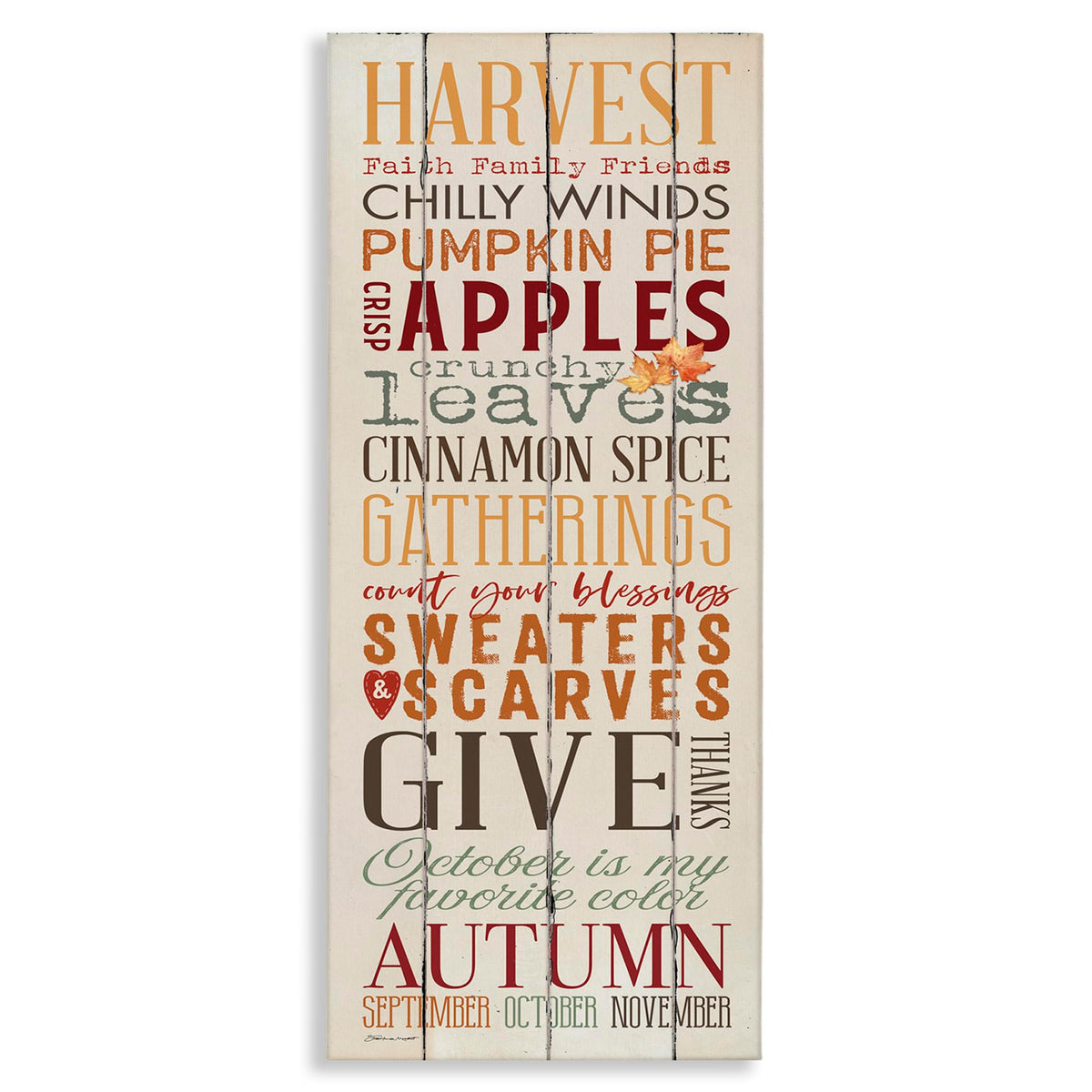 Stupell Industries Fall Halloween Holiday Pumpkin Word Wood Texture Design, Designed by Stephanie Workman Marrott, 10 x 24, Canvas Wall Art